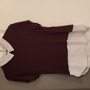 Knit top with cute collar and blouse like bottom